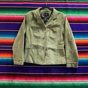 Vintage 00' Brandon Thomas Light green suede leather blazer jacket women's large